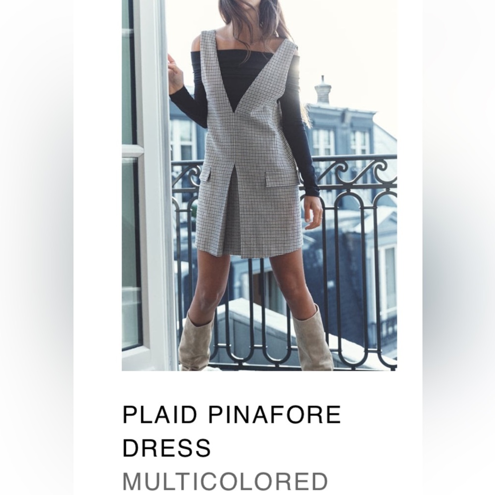 NWT plaid pinafore dress, Zara, size L